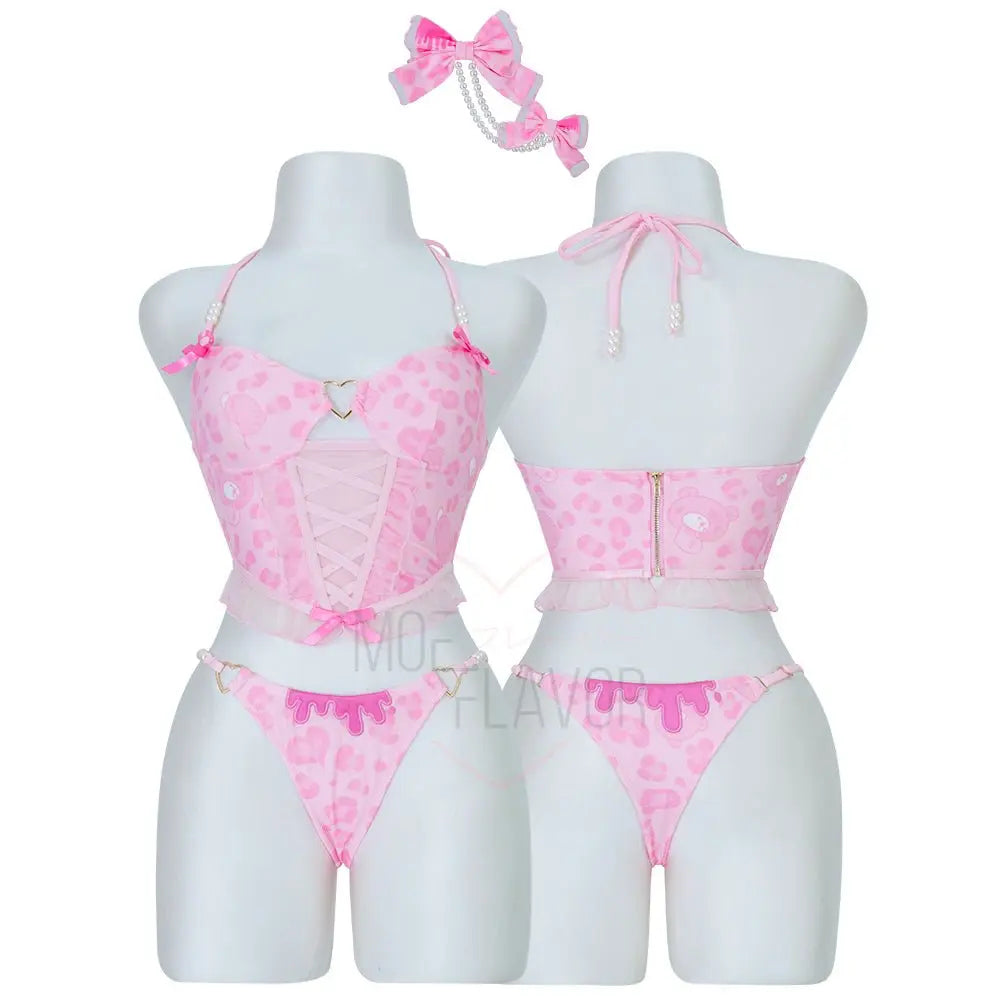 Vday Gloomy Bear Gyaru Corset Top and Underwear Lingerie (Combined)