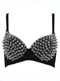 Women'S Sexy Lingerie Top, Studded Decor Buckle Bra, Dance Costume for Performance, Handmade Bra, Medium Support Bra, Ideal Gift